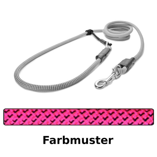 EASYLONG Hundeleine - M - 2,5m - pink mit schwarzen Haken